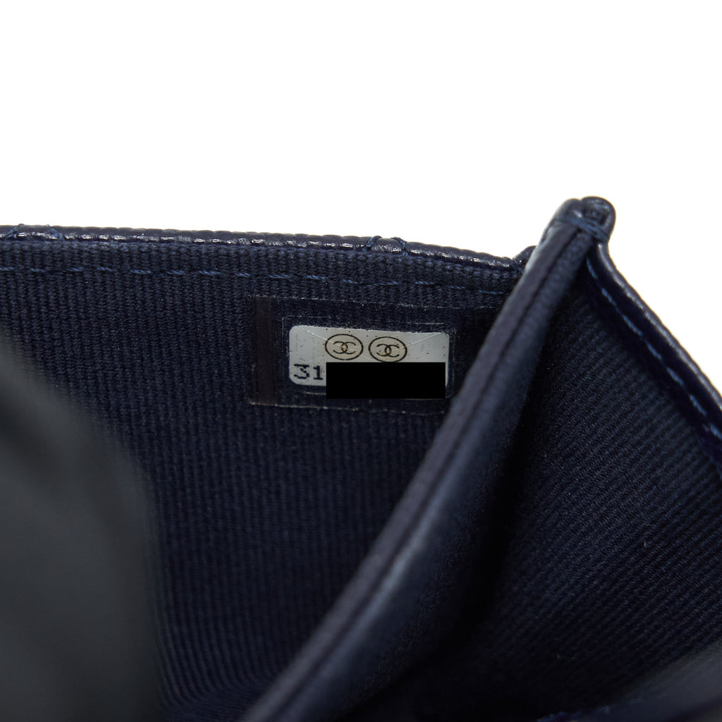 CHANEL CLASSIC FLAP CARD HOLDER CAVIAR NAVY LGHW