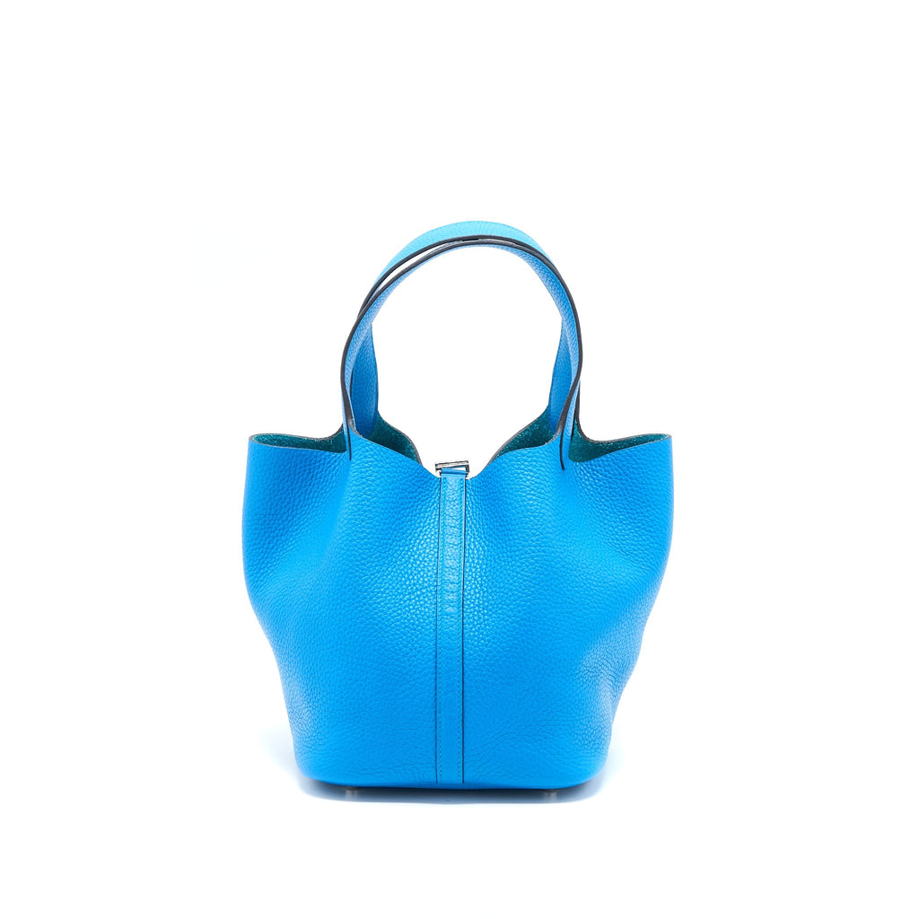 HERMES PICOTIN 22 LOCK BAG CLEMENCE T7 BLUE HYDRA SHW