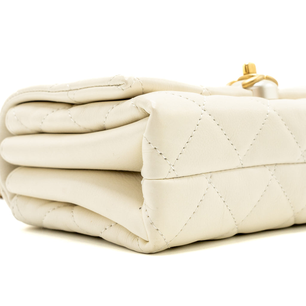 CHANEL QUILTED MINI FLAP BAG CALFSKIN WHITE GHW