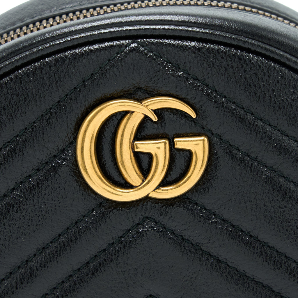 GUCCI GG MORMONT ROUND SHOULDER BAG CALFSKIN BLACK GHW