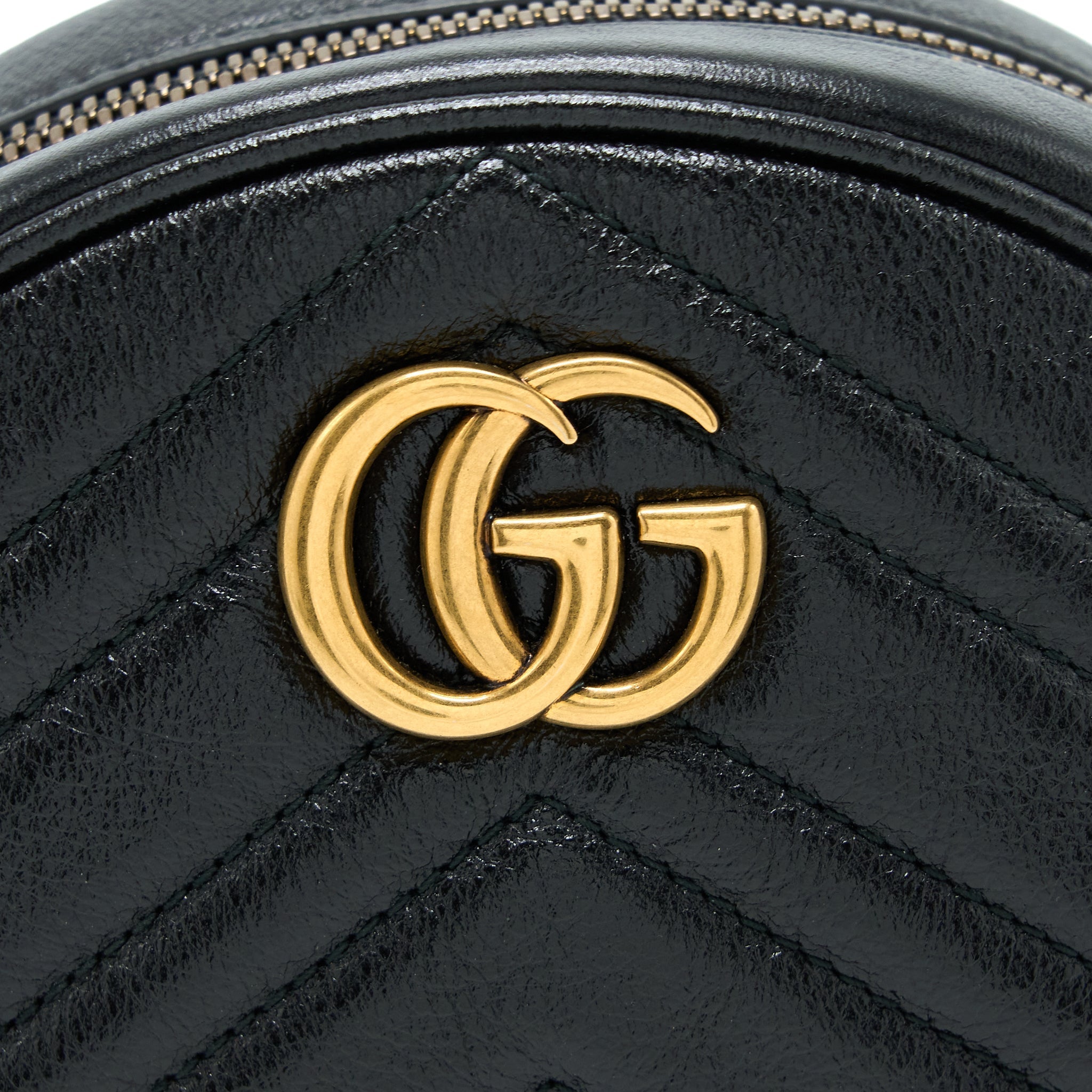 GUCCI GG MORMONT ROUND SHOULDER BAG CALFSKIN BLACK GHW