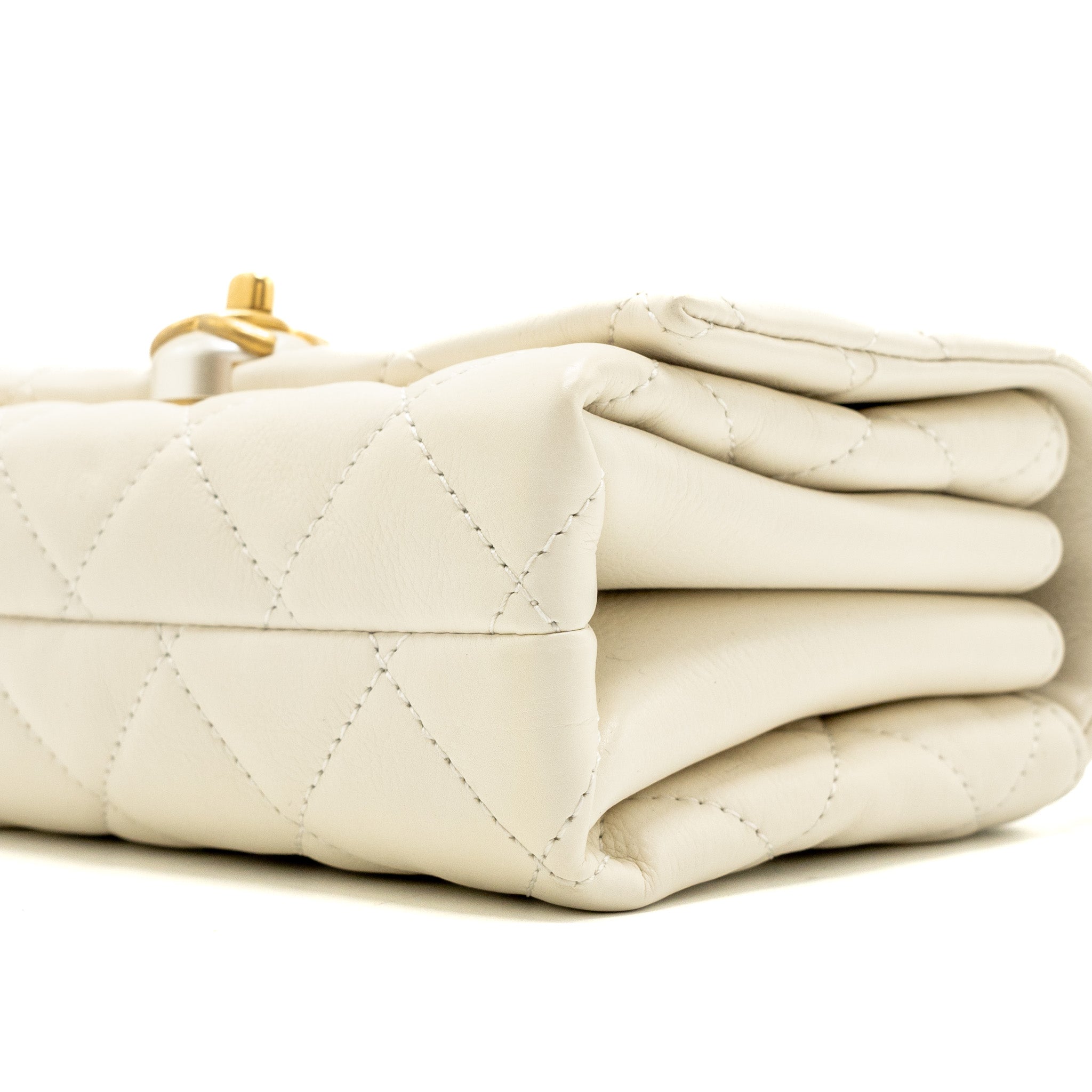 CHANEL QUILTED MINI FLAP BAG CALFSKIN WHITE GHW
