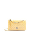CHANEL MEDIUM CLASSIC DOUBLE FLAP BAG YELLOW PATENT SHW