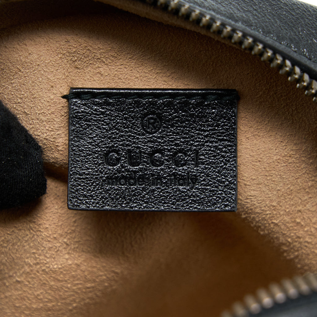 GUCCI GG MORMONT ROUND SHOULDER BAG CALFSKIN BLACK GHW