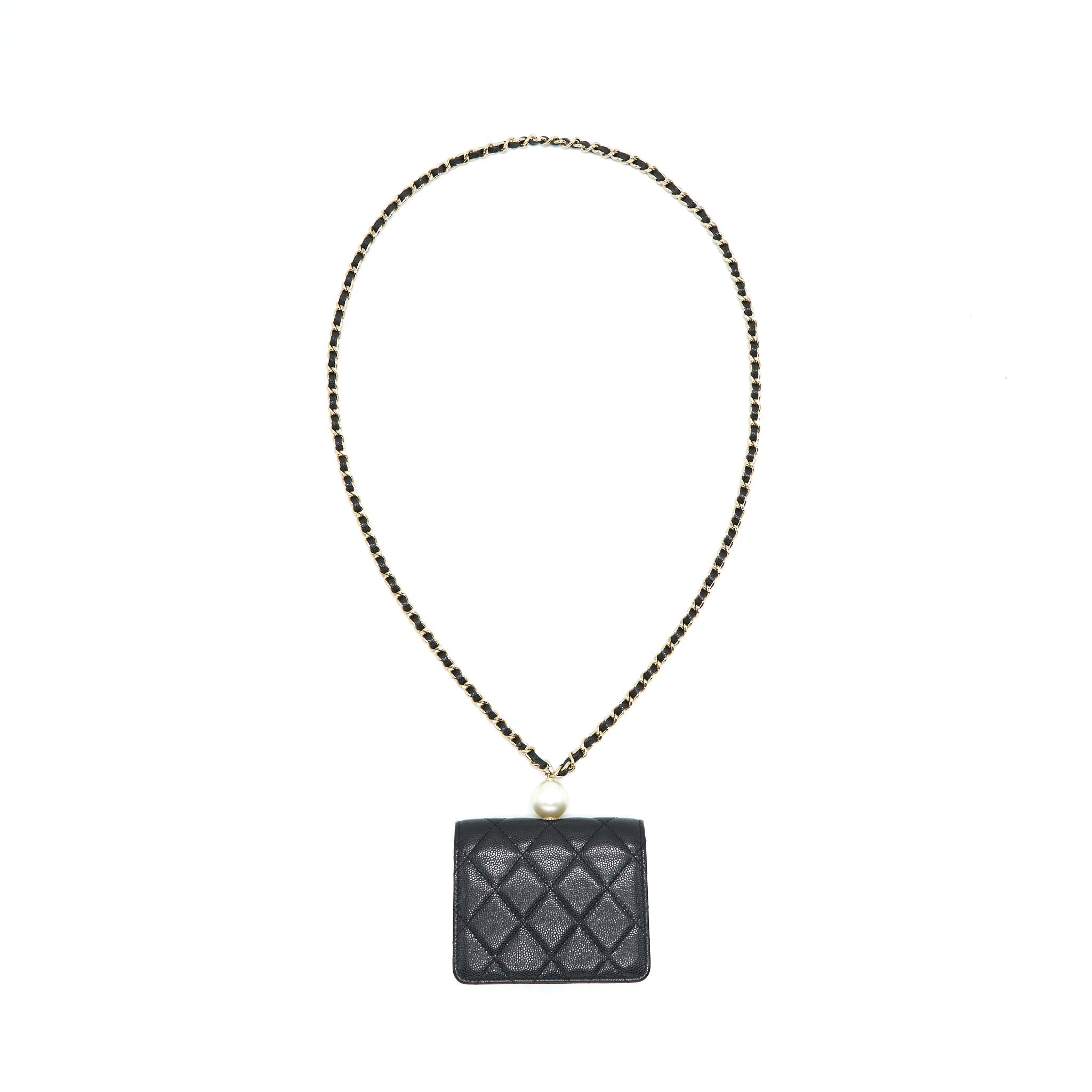 CHANEL FLAP COIN PURSE WITH CHAIN BLACK CAVIAR LGHW