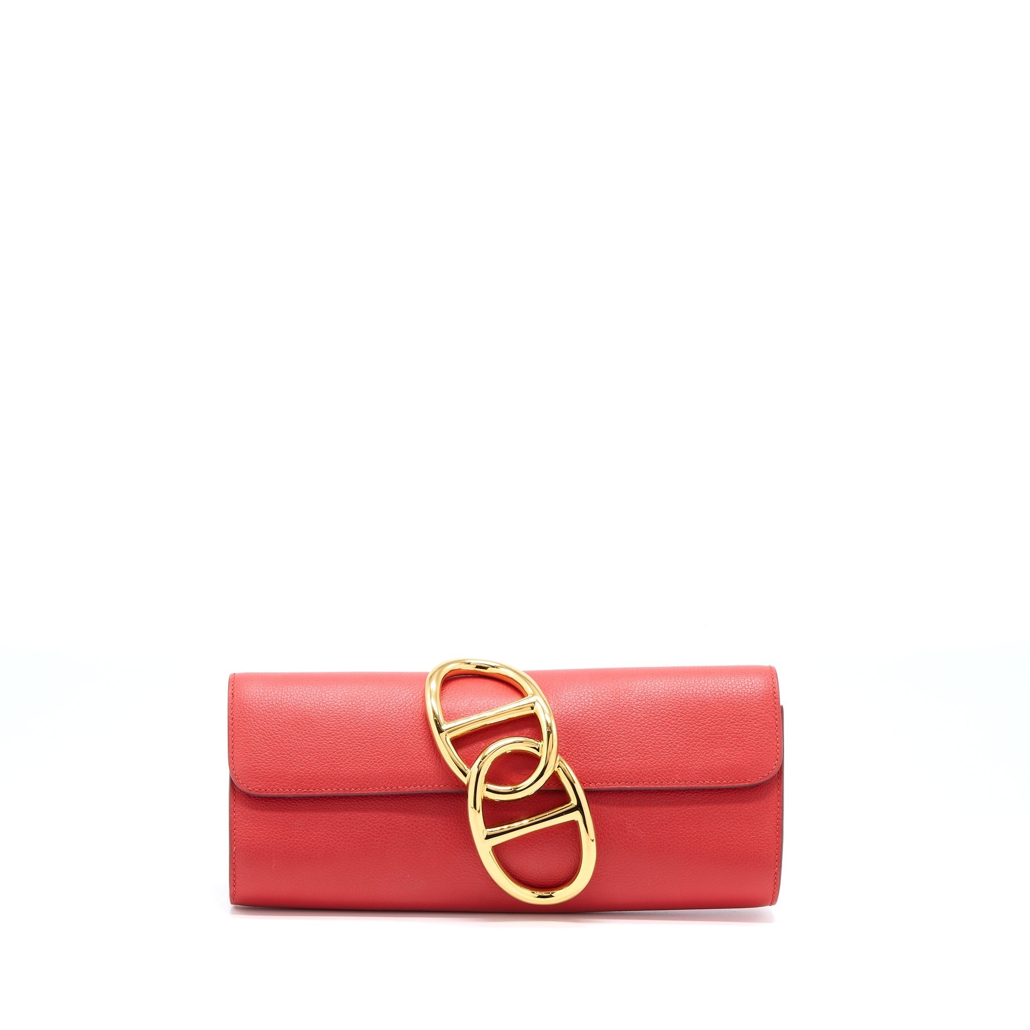 HERMES EGEE CLUTCH ORANGE RED GHW