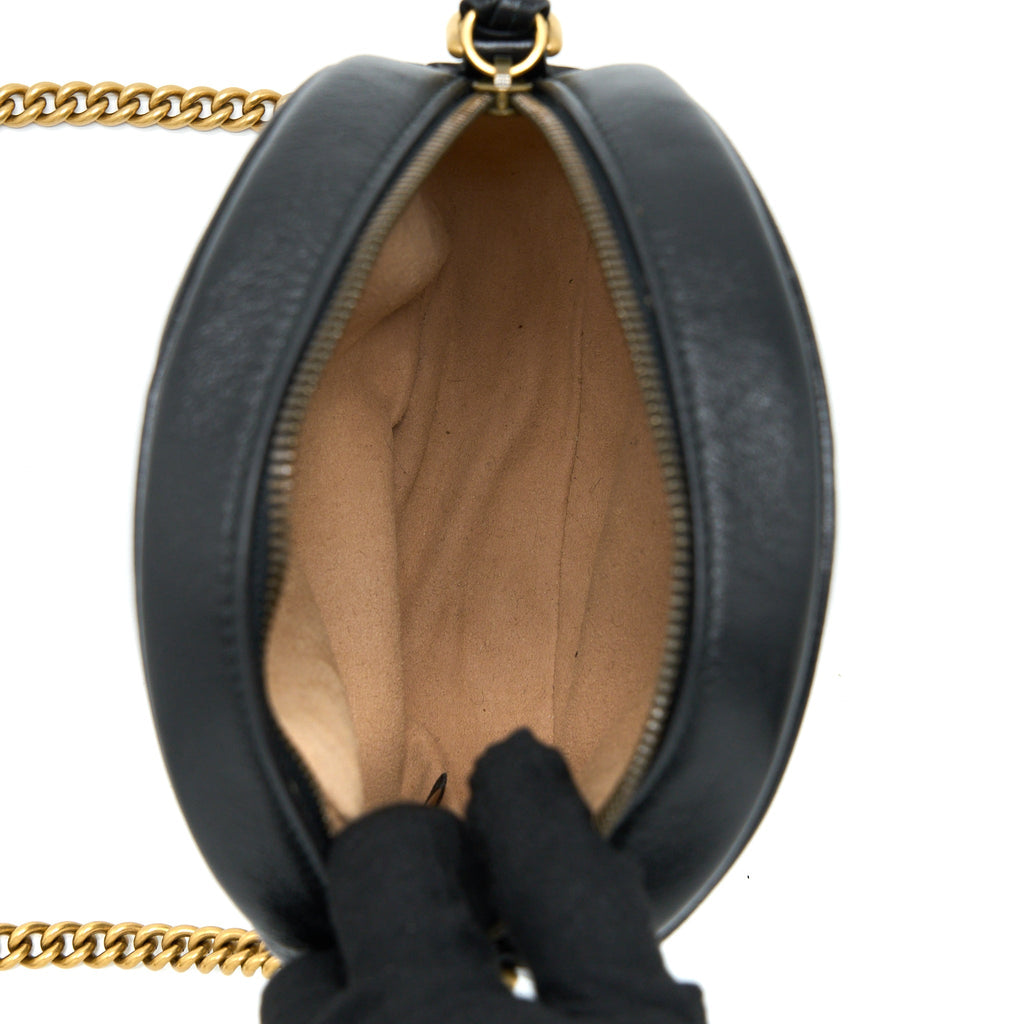 GUCCI GG MORMONT ROUND SHOULDER BAG CALFSKIN BLACK GHW