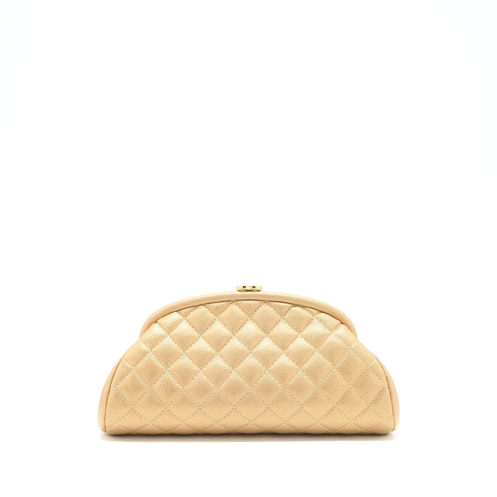CHANEL TIMELESS CLUTCH CAVIAR GOLD BRUSHED GHW