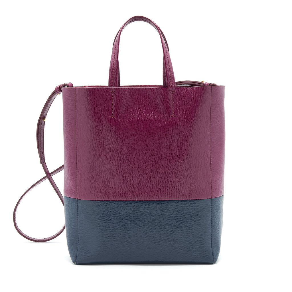 CELINE SMALL VERTICAL CABAS BAG PLUM/STEEL BLUE