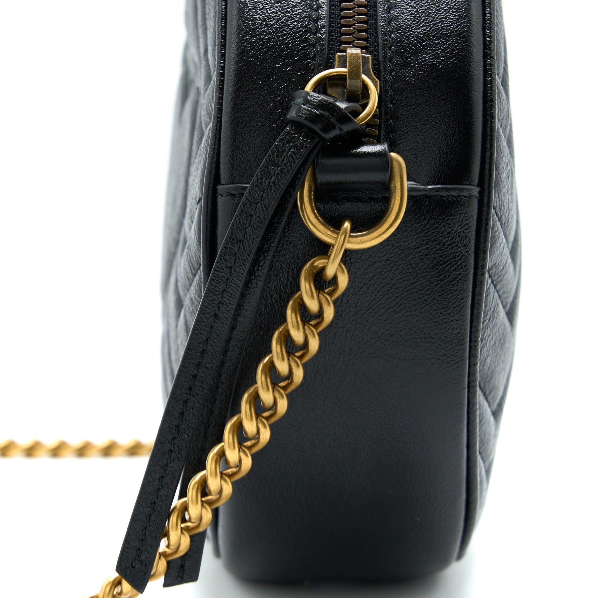 GUCCI GG MORMONT ROUND SHOULDER BAG CALFSKIN BLACK GHW