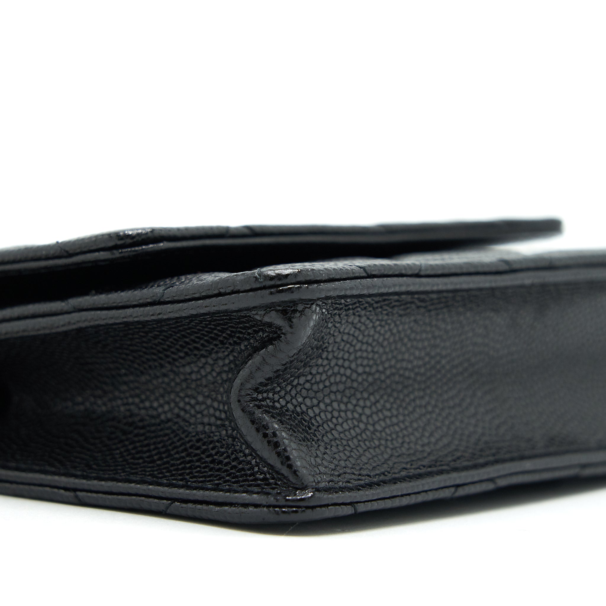 CHANEL FLAP COIN PURSE WITH CHAIN BLACK CAVIAR LGHW
