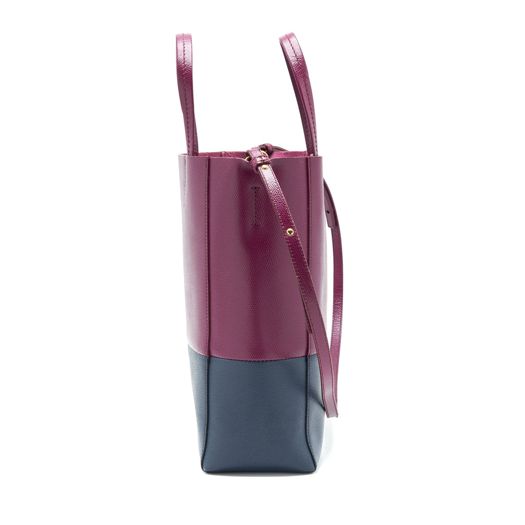 CELINE SMALL VERTICAL CABAS BAG PLUM/STEEL BLUE