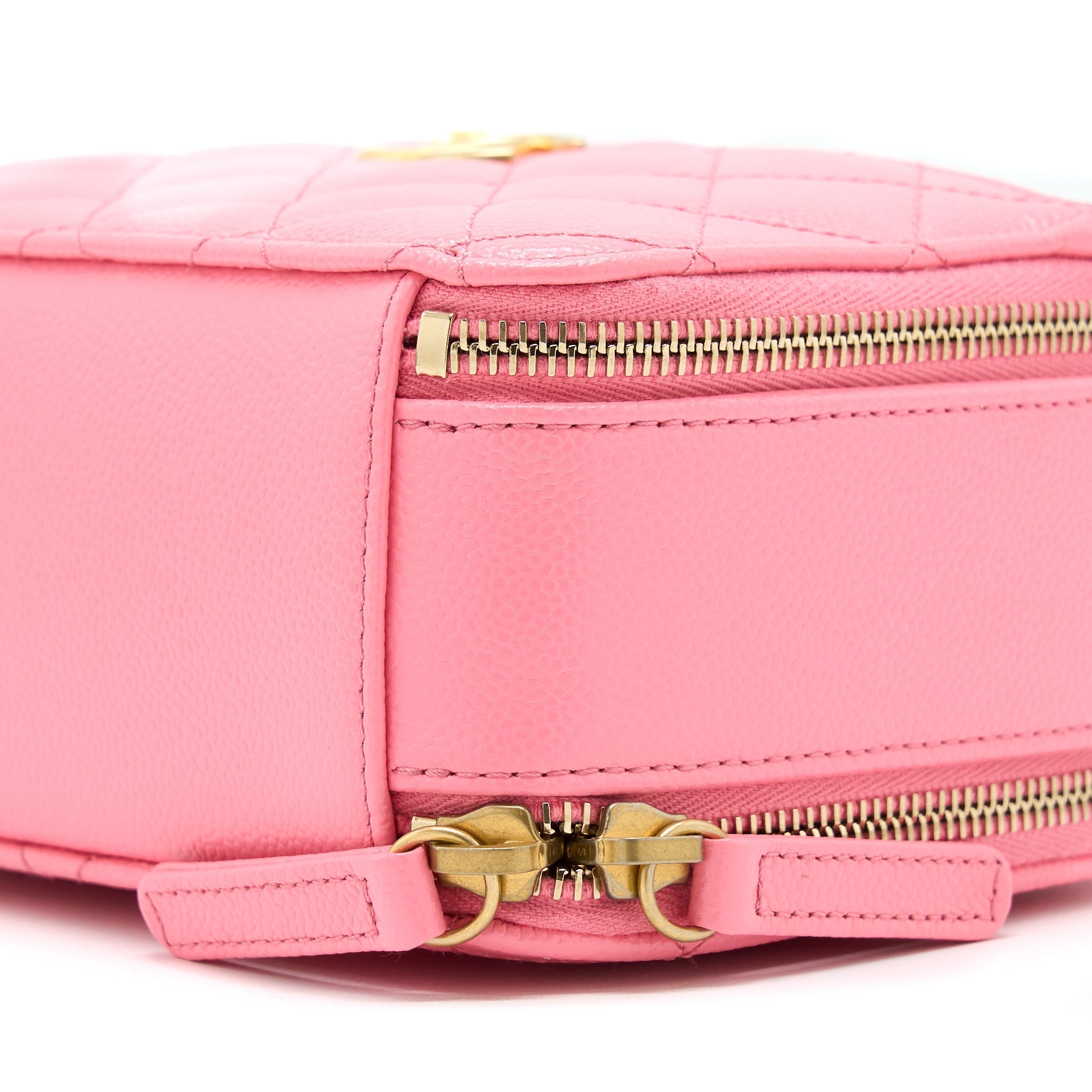 CHANEL 22S LETTER TOP HANDLE SMALL VANITY CASE CAVIAR PINK BRUSHED GHW(MICROCHIP)