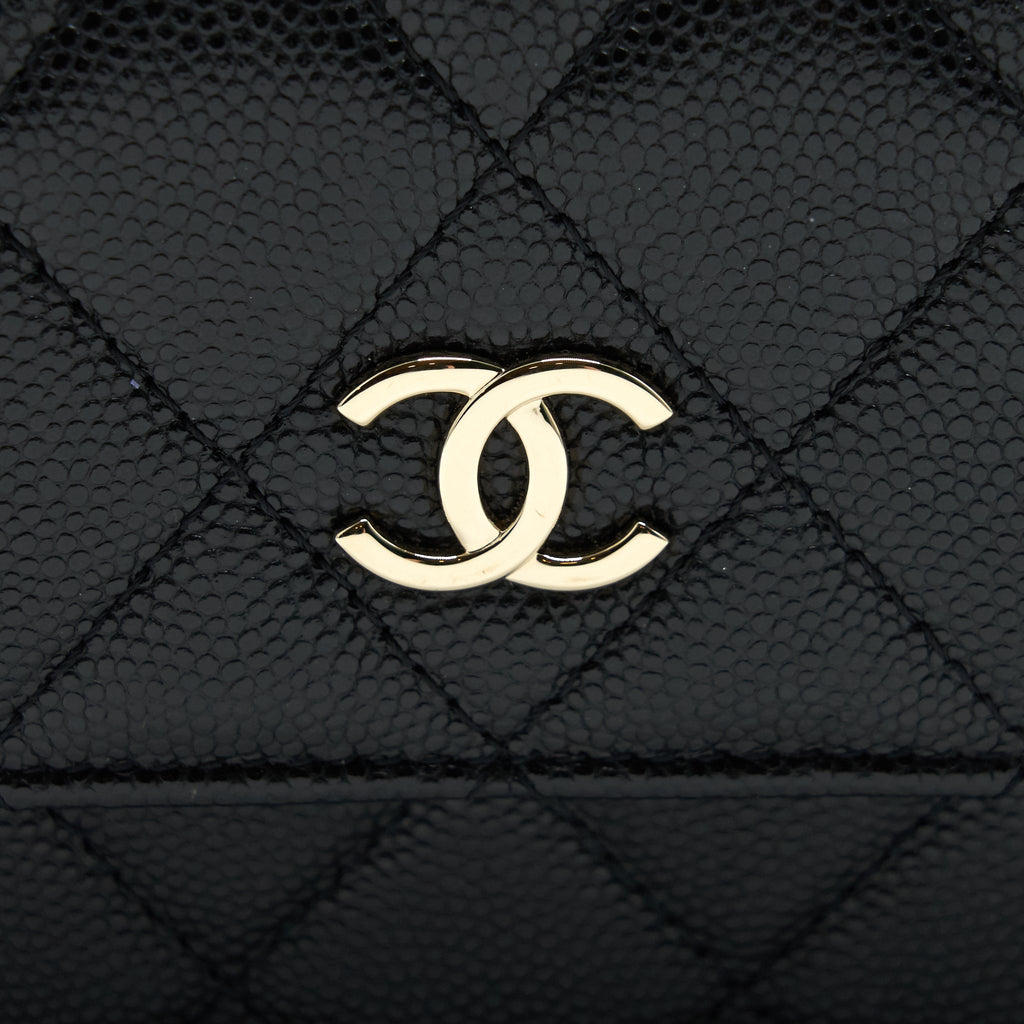 CHANEL FLAP COIN PURSE WITH CHAIN BLACK CAVIAR LGHW