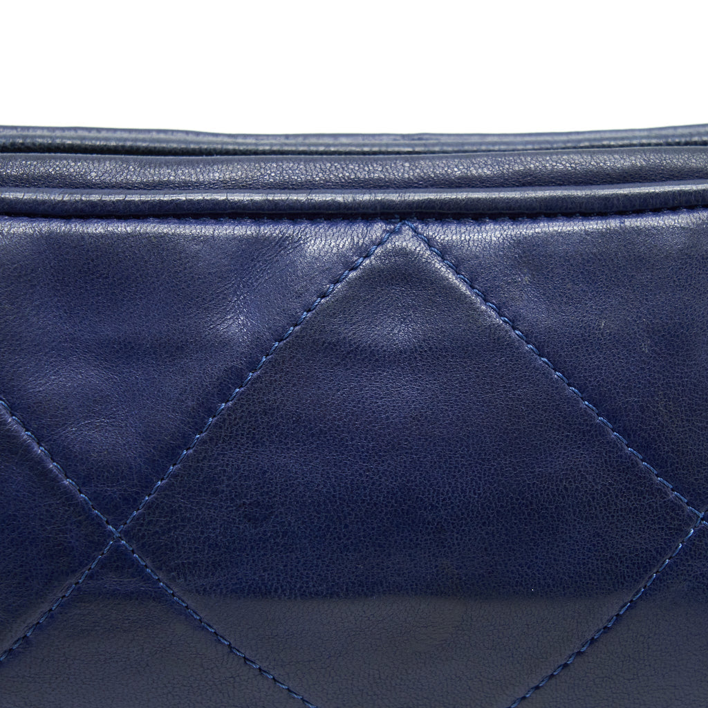 CHANEL VINTAGE BARREL BAG LAMBSKIN NAVY GHW