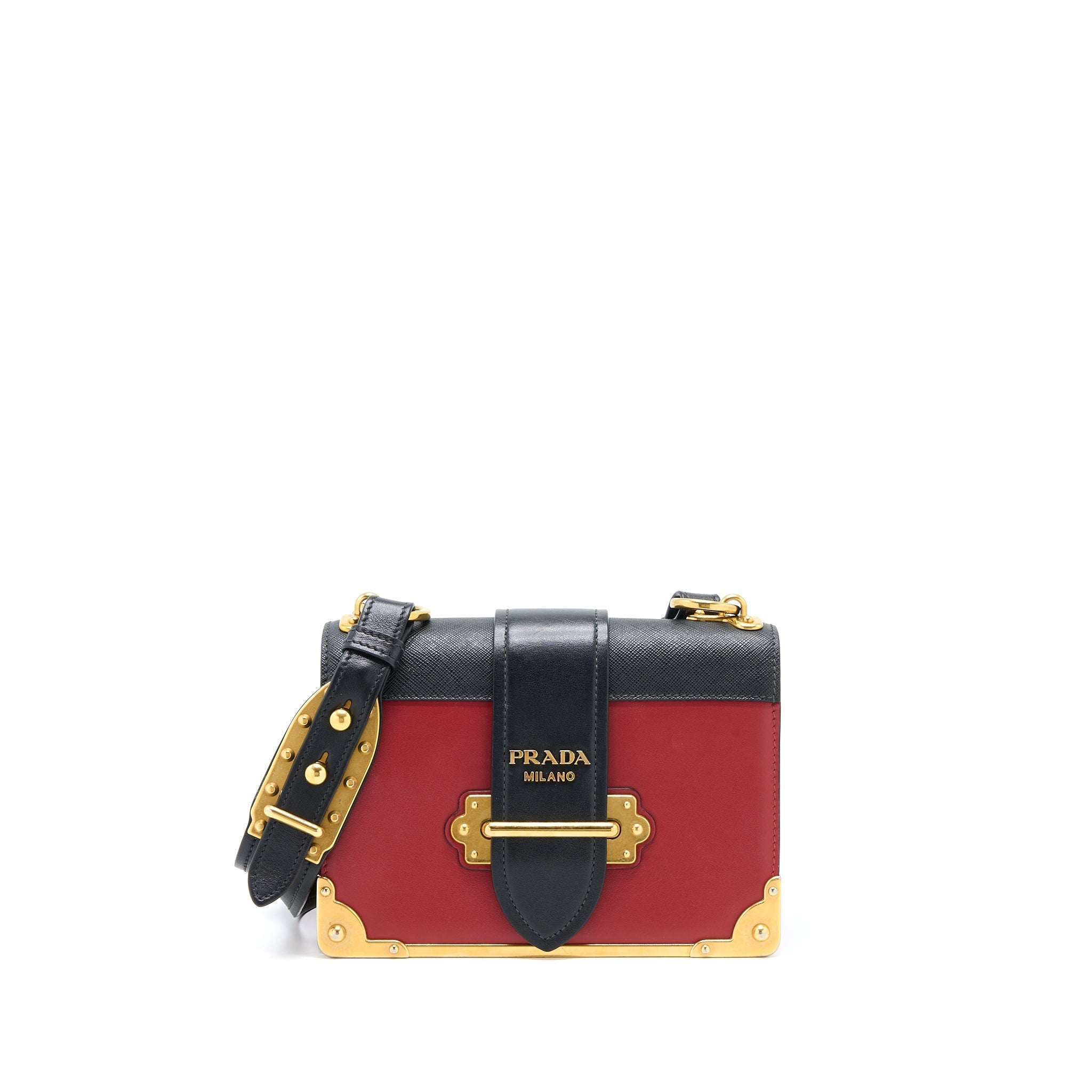 PRADA CASHIER BAG CALFSKIN RED /BLACK GHW