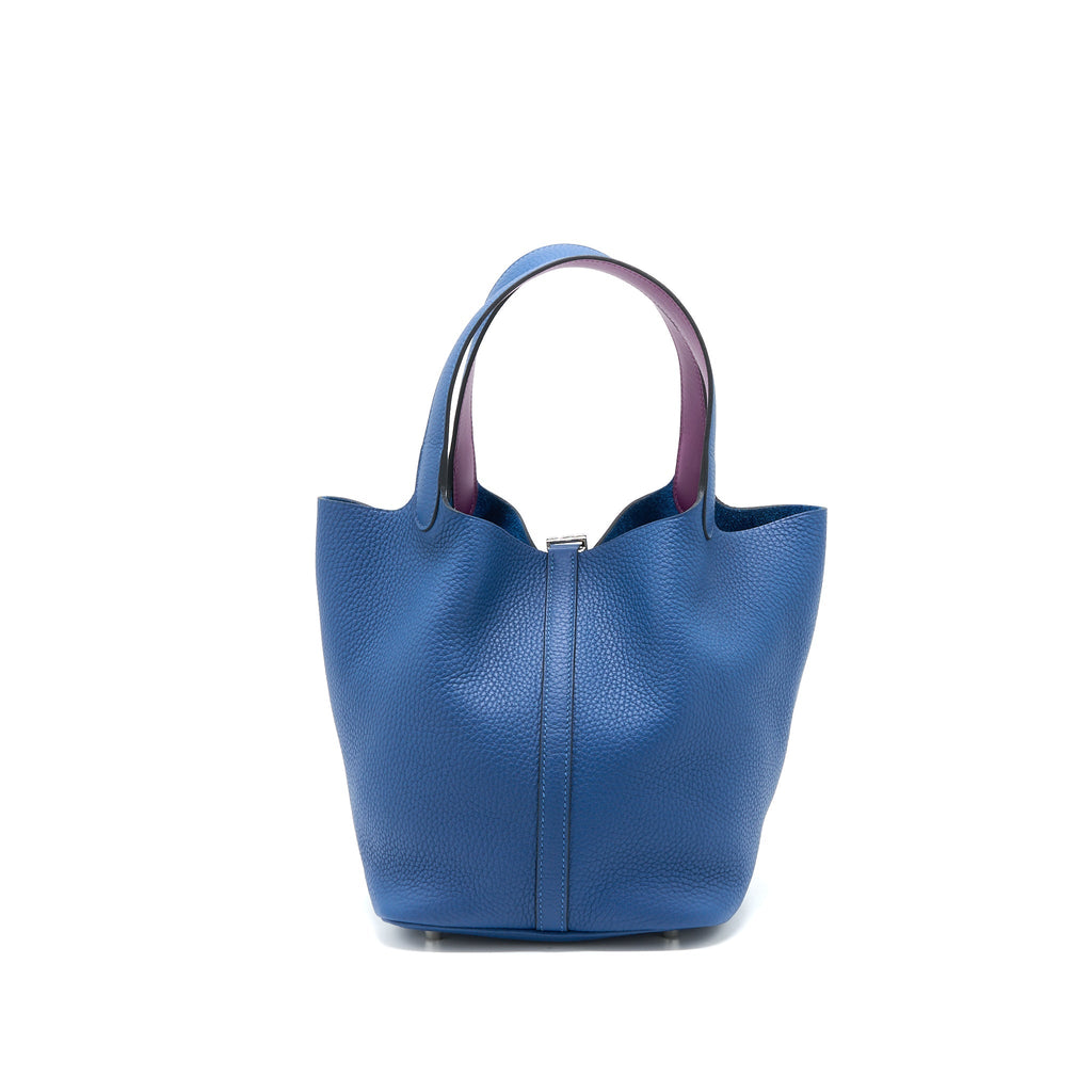 HERMES PICOTIN 22 LOCK BAG CLEMENCE DEEP BLUE/ANEMONE SHW