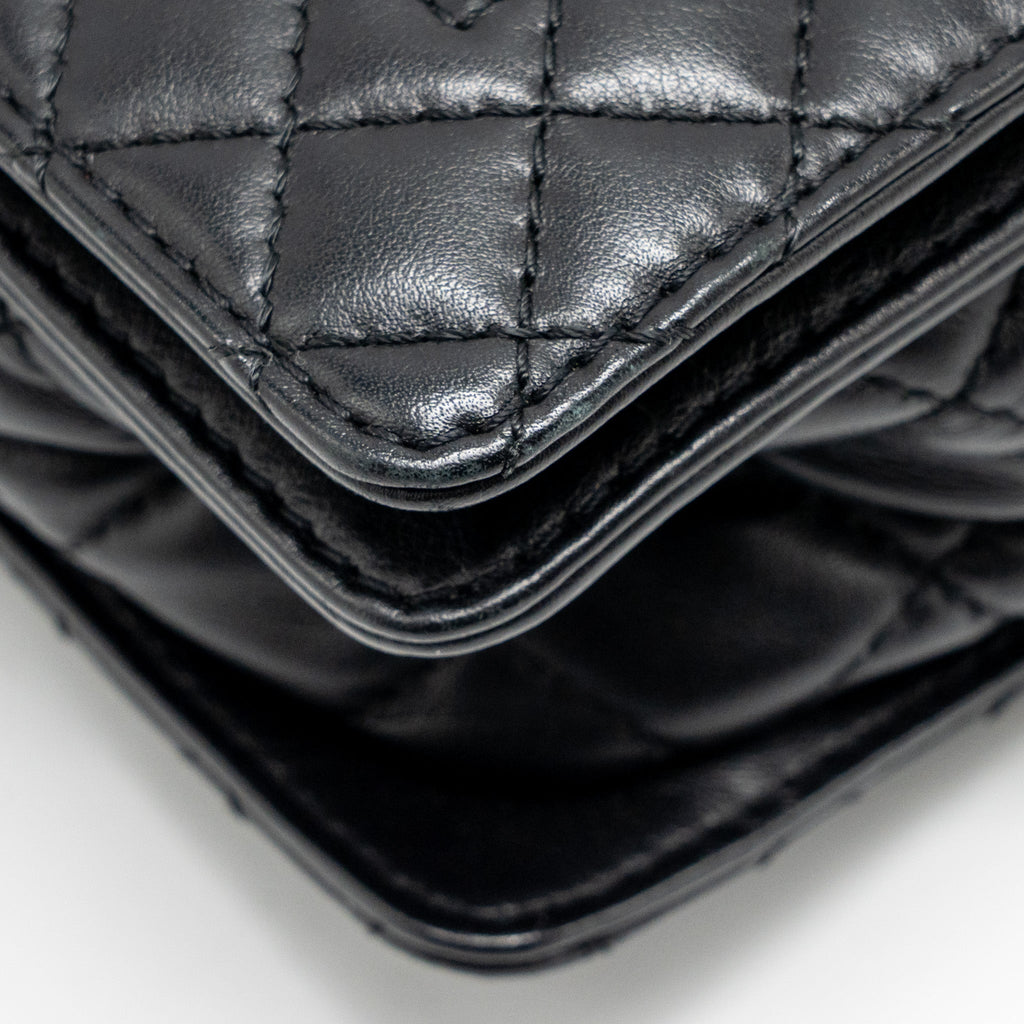 CHANEL MULTI CHAIN BOY BAG CALFSKIN/TWEED BLACK SHW