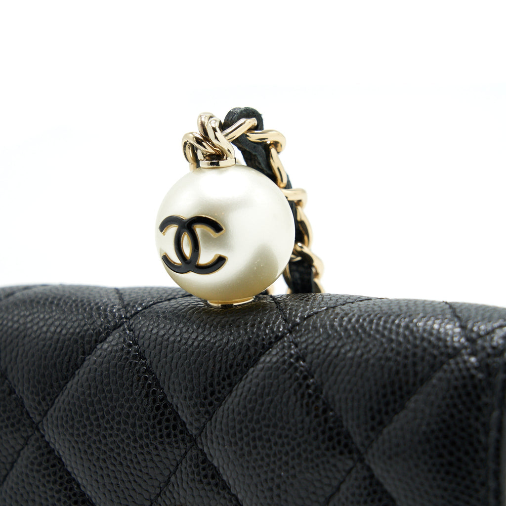 CHANEL FLAP COIN PURSE WITH CHAIN BLACK CAVIAR LGHW