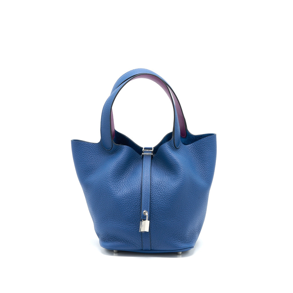 HERMES PICOTIN 22 LOCK BAG CLEMENCE DEEP BLUE/ANEMONE SHW