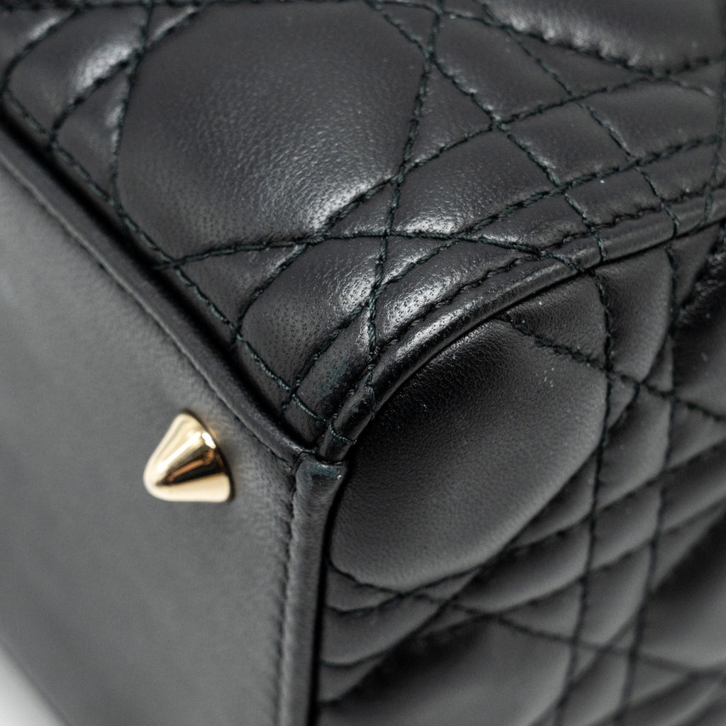 DIOR MEDIUM LADY DIOR LAMBSKIN BLACK LGHW