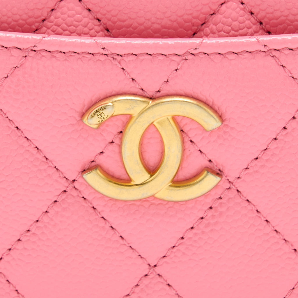 CHANEL 22S LETTER TOP HANDLE SMALL VANITY CASE CAVIAR PINK BRUSHED GHW(MICROCHIP)