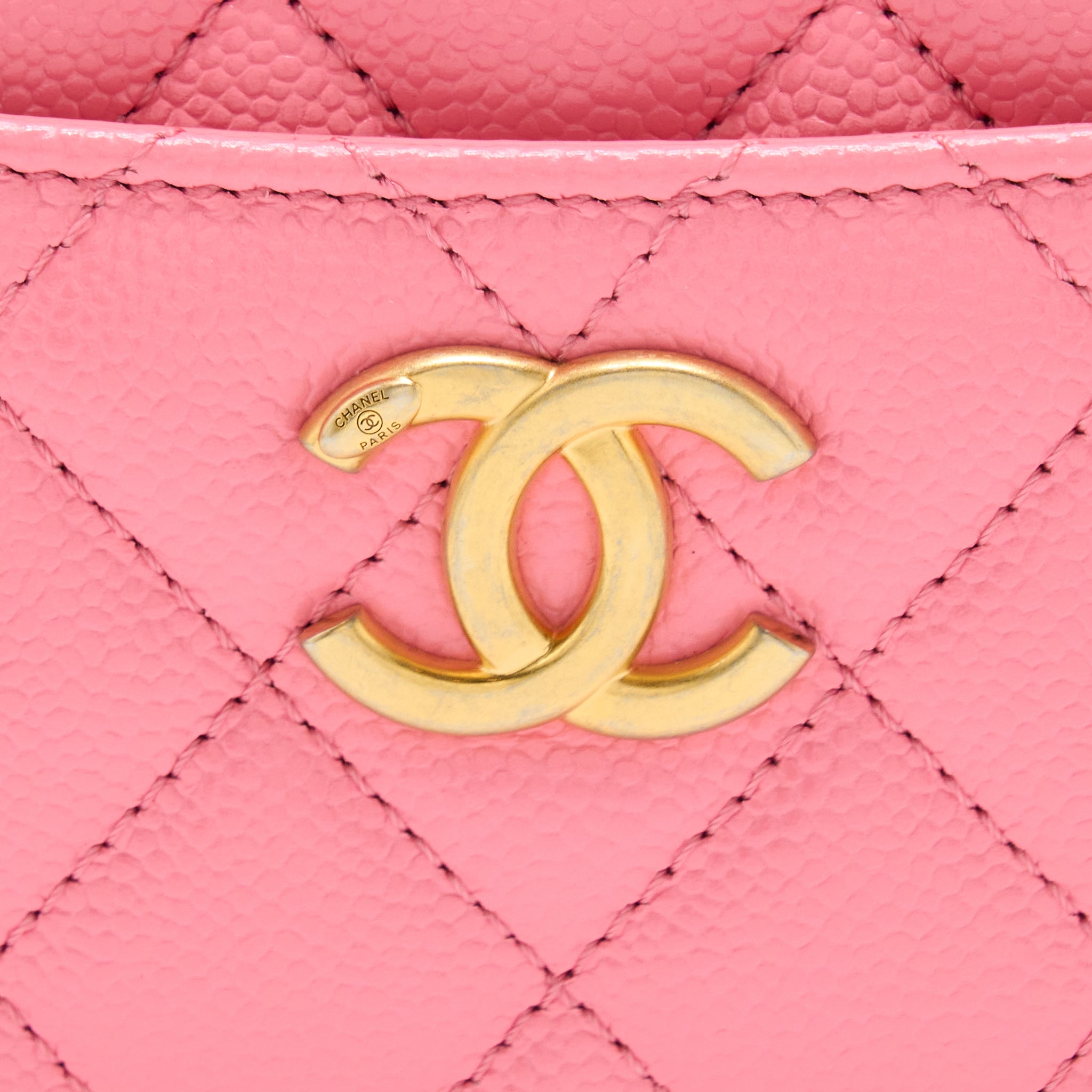 CHANEL 22S LETTER TOP HANDLE SMALL VANITY CASE CAVIAR PINK BRUSHED GHW(MICROCHIP)