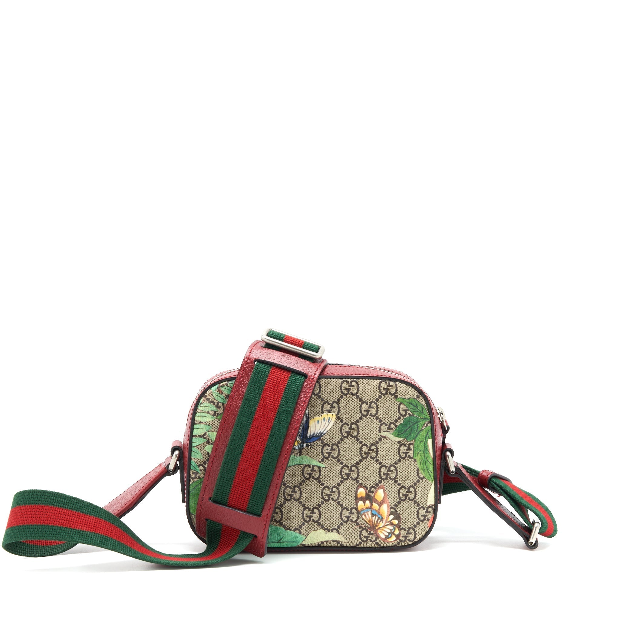 GUCCI PRINTED SUPREME CANVAS CAMERA BAG RED