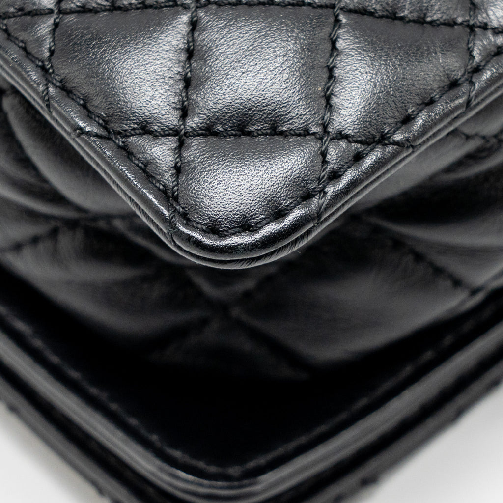 CHANEL MULTI CHAIN BOY BAG CALFSKIN/TWEED BLACK SHW