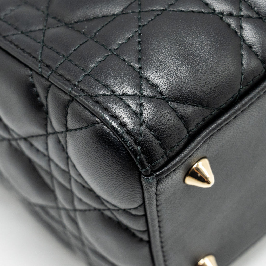 DIOR MEDIUM LADY DIOR LAMBSKIN BLACK LGHW