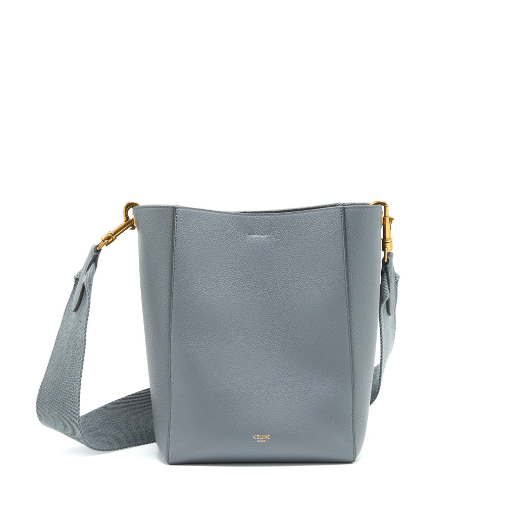 CELINE SMALL SANGLE BUCKET BAG GREY GHW