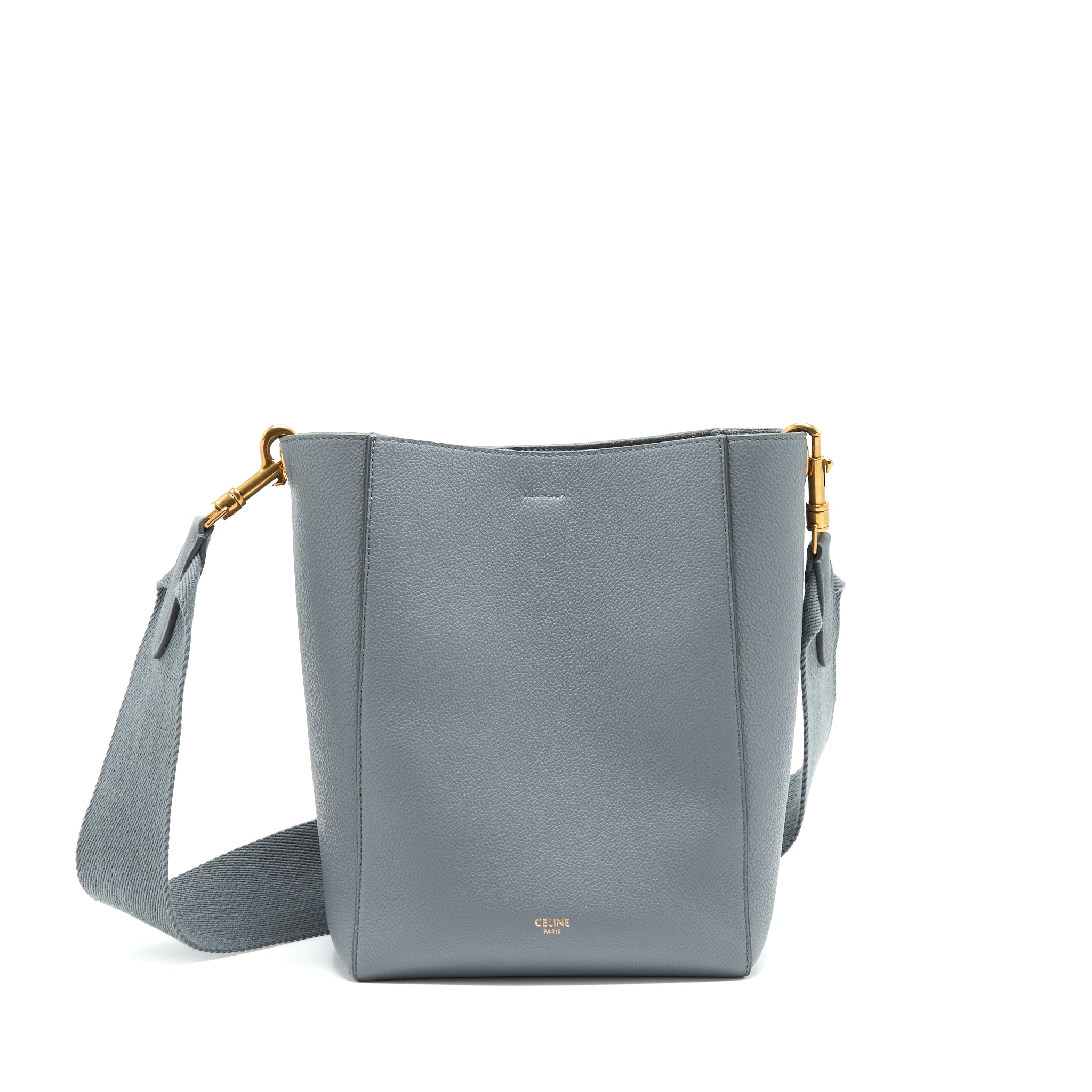CELINE SMALL SANGLE BUCKET BAG GREY GHW