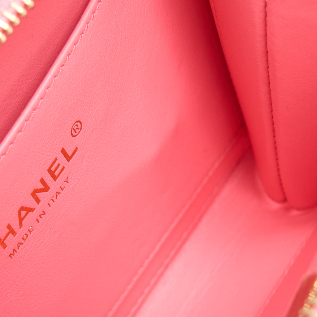 CHANEL 22S LETTER TOP HANDLE SMALL VANITY CASE CAVIAR PINK BRUSHED GHW(MICROCHIP)