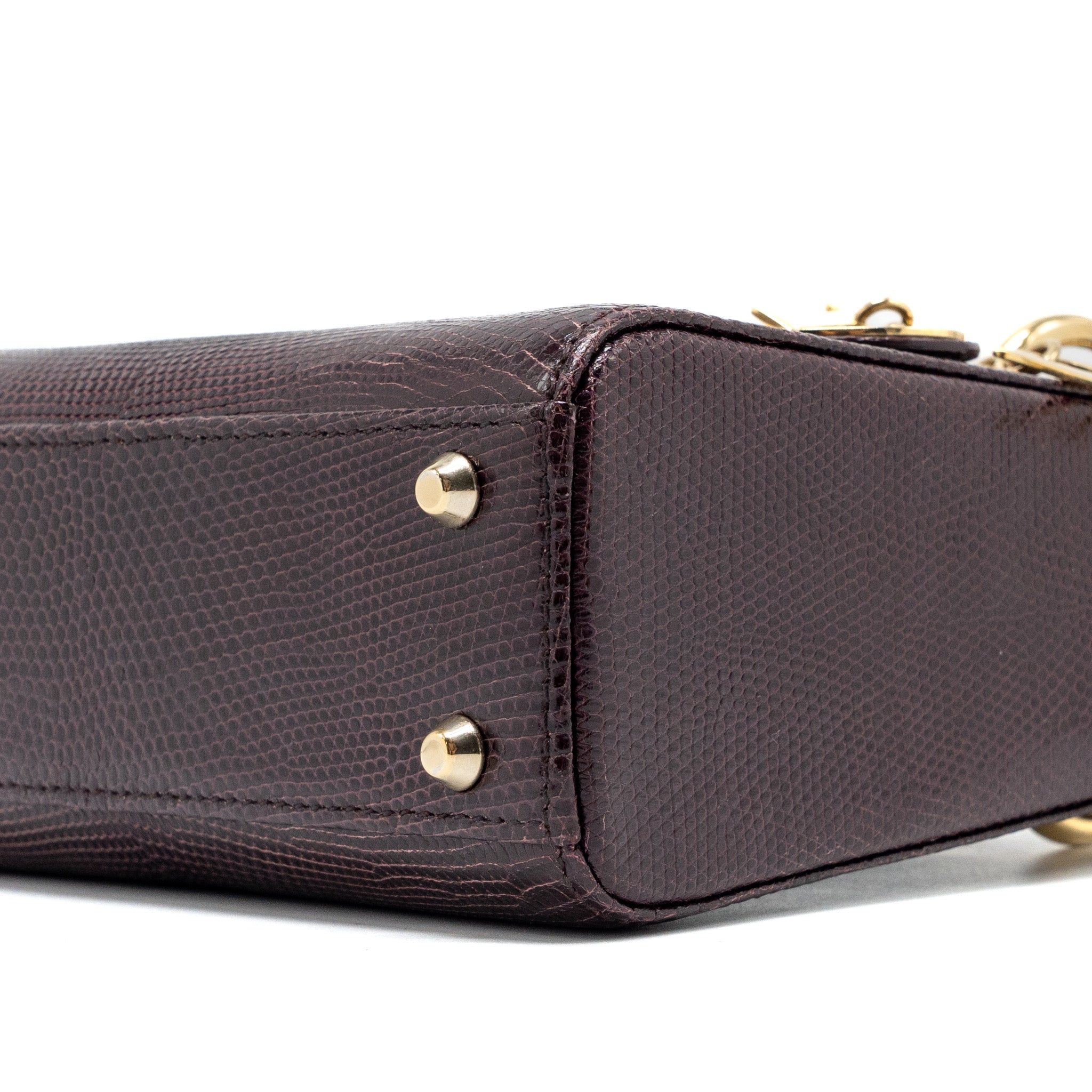 DIOR MINI LADY DIOR LIZARD BURGUNDY LGHW