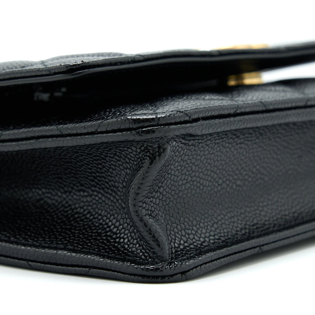 CHANEL TOP HANDLE WALLET ON CHAIN CAVIAR BLACK GHW (MICROCHIP)