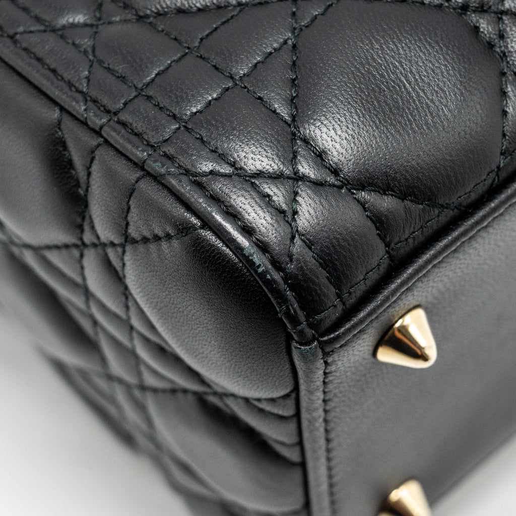 DIOR MEDIUM LADY DIOR LAMBSKIN BLACK LGHW