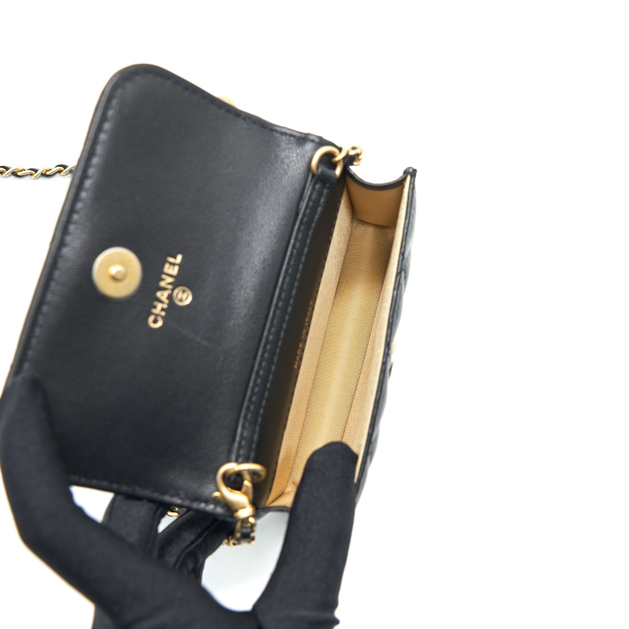 CHANEL PEARL CRUSH BELT BAG BLACK WITH GHW SERIAL 30