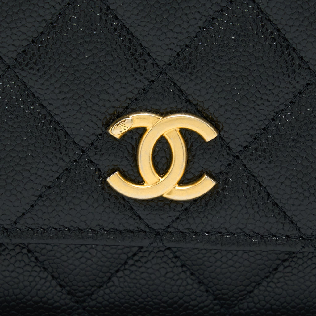 CHANEL TOP HANDLE WALLET ON CHAIN CAVIAR BLACK GHW (MICROCHIP)