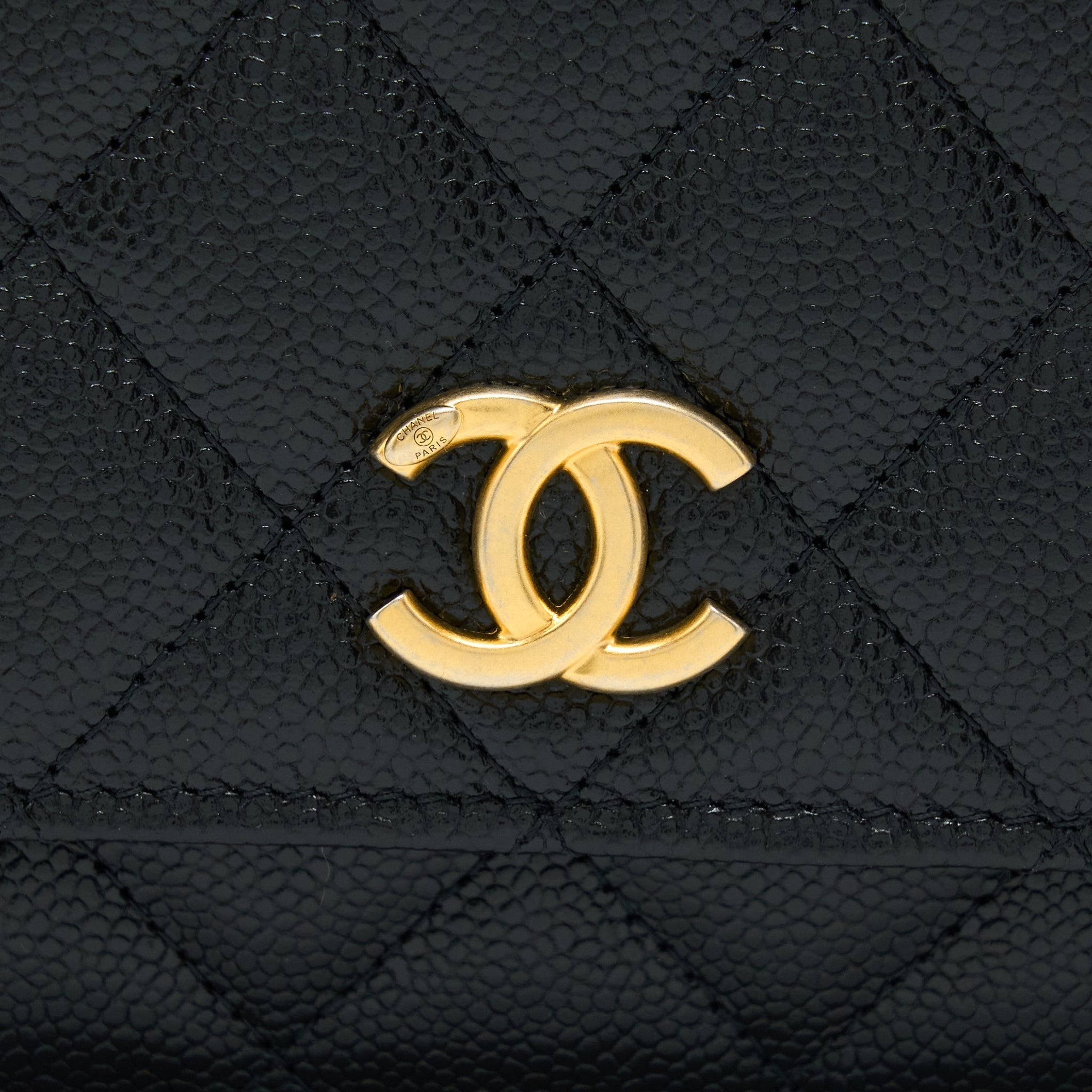 CHANEL TOP HANDLE WALLET ON CHAIN CAVIAR BLACK GHW (MICROCHIP)