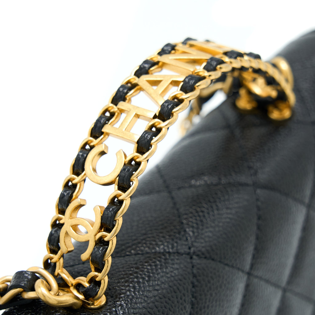 CHANEL TOP HANDLE WALLET ON CHAIN CAVIAR BLACK GHW (MICROCHIP)