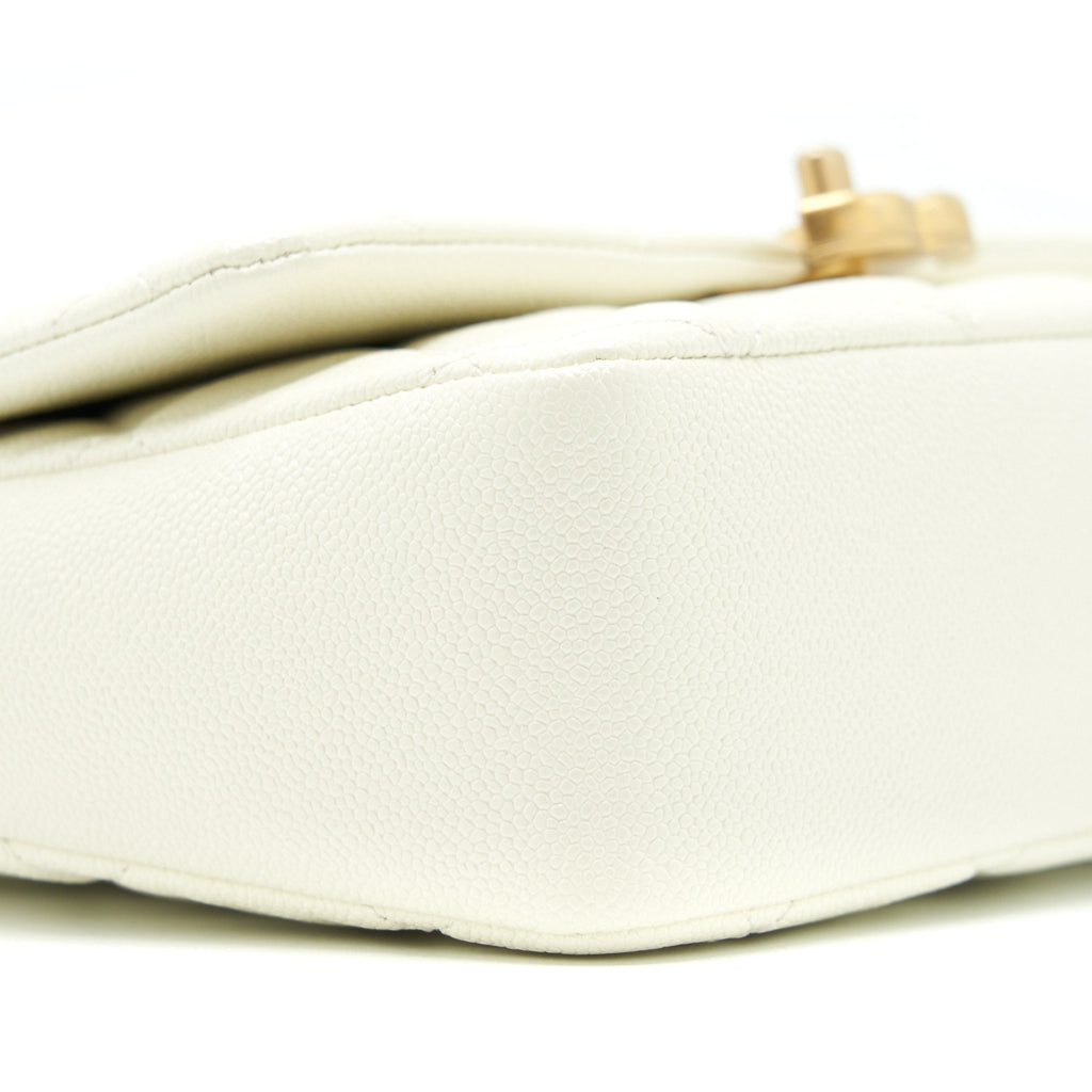 CHANEL 22S MELODY MEDIUM FLAP BAG CAVIAR WHITE GHW (MICROCHIP)