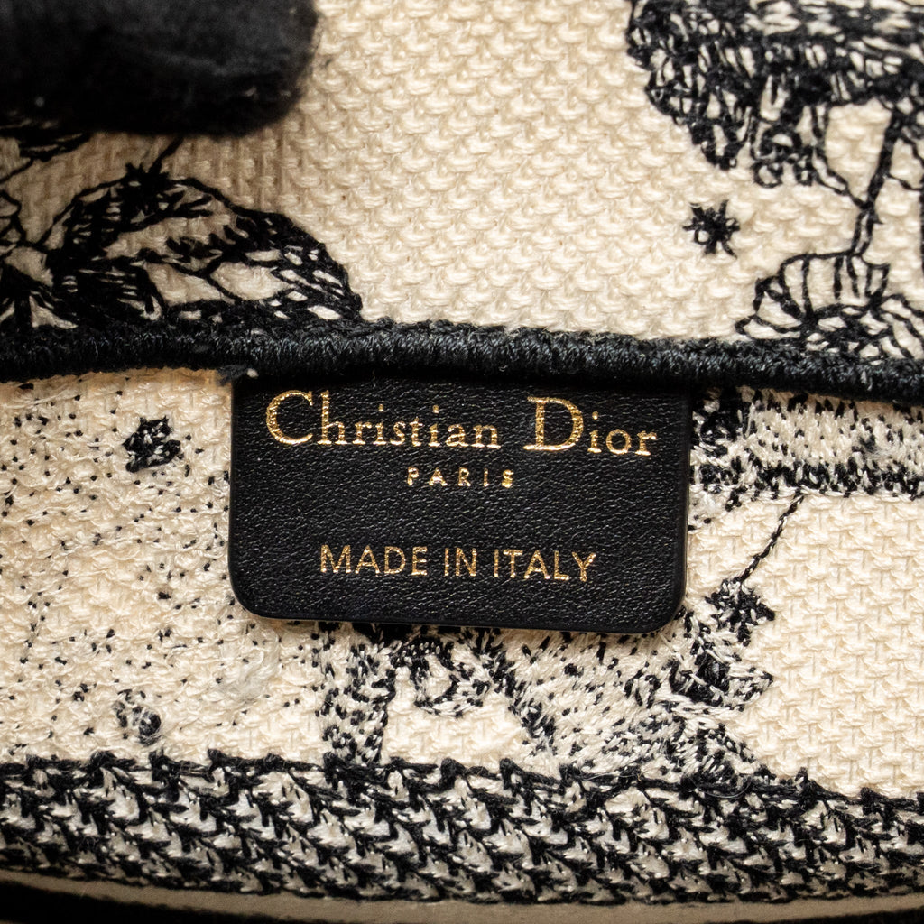 DIOR SMALL DIOR BOOK TOTE DIOR ZODIAC EMBROIDERY CANVAS LATTE/BLACK