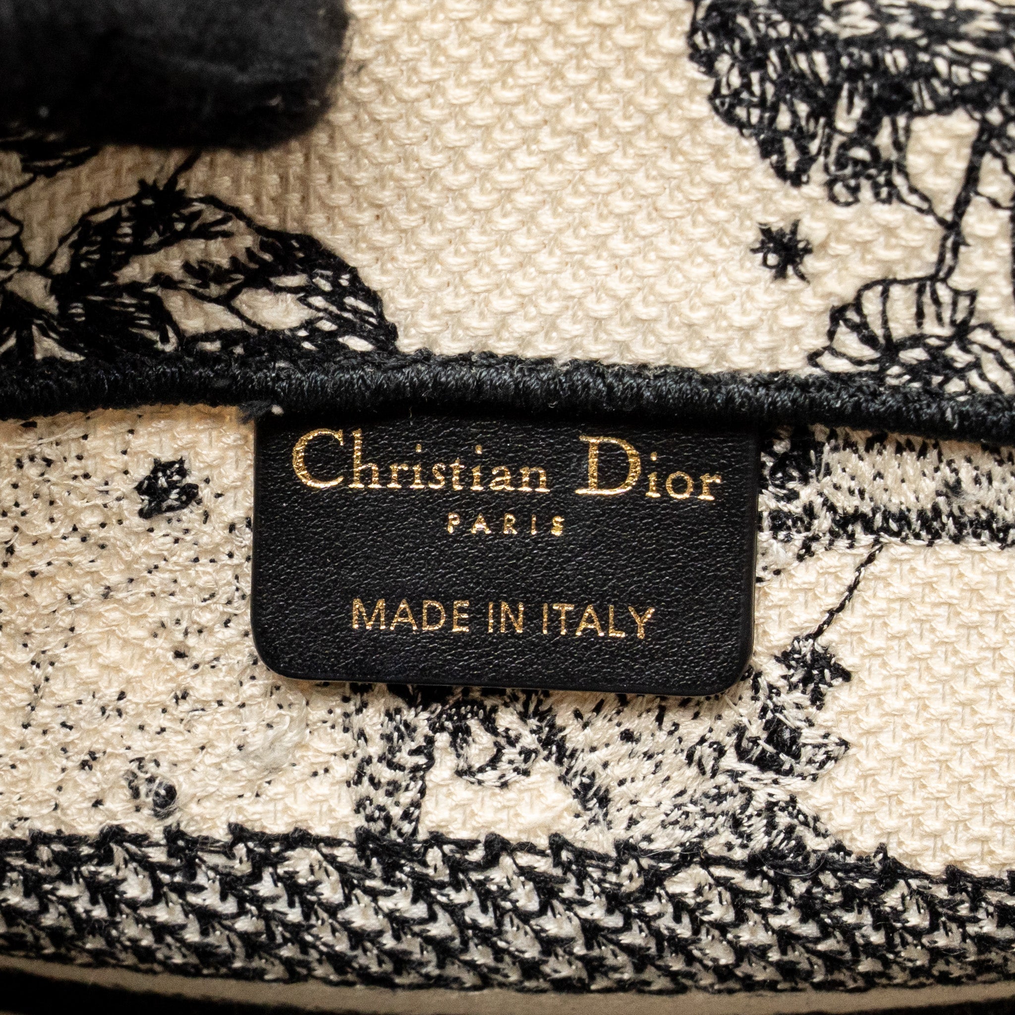 DIOR SMALL DIOR BOOK TOTE DIOR ZODIAC EMBROIDERY CANVAS LATTE/BLACK