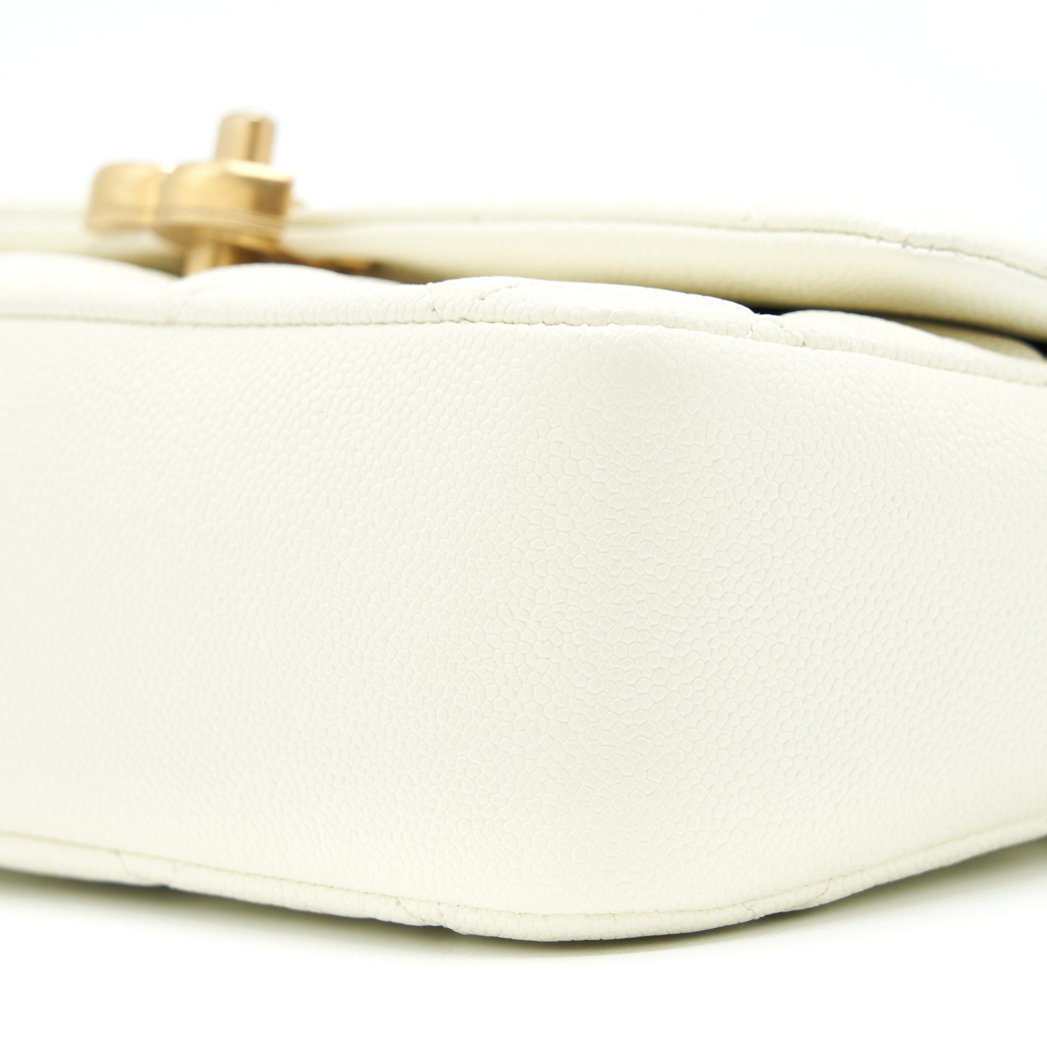 CHANEL 22S MELODY MEDIUM FLAP BAG CAVIAR WHITE GHW (MICROCHIP)
