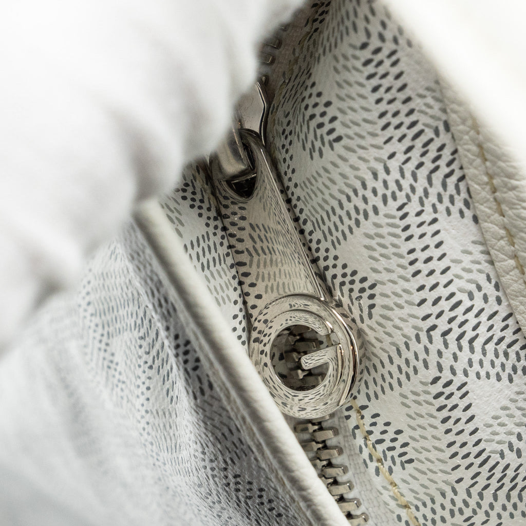 GOYARD BOHEME HOBO BAG GOYARDLINE CANVAS/CALFSKIN WHITE SHW