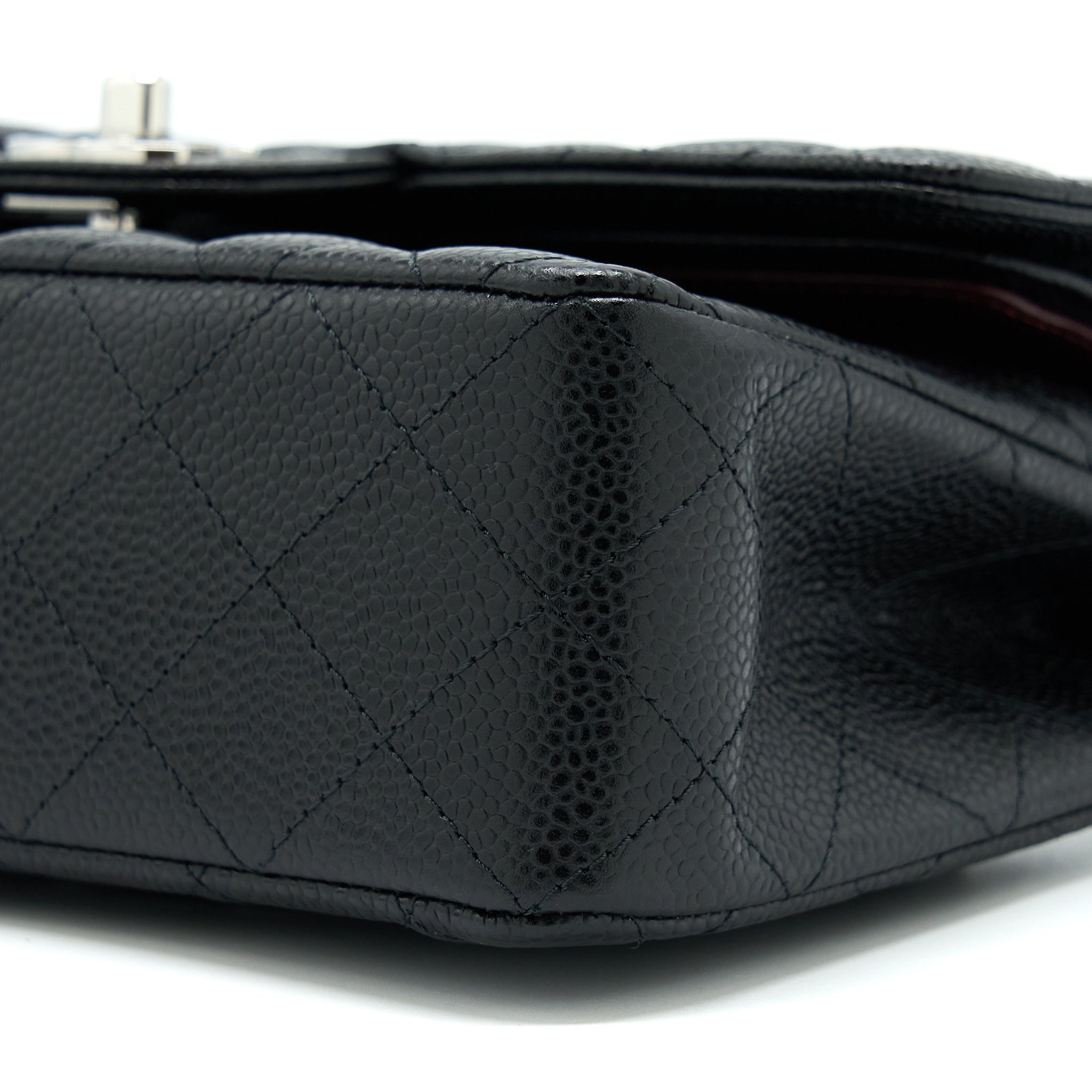 CHANEL SMALL CLASSIC FLAP BAG CAVIAR BLACK SHW (MICROCHIP)