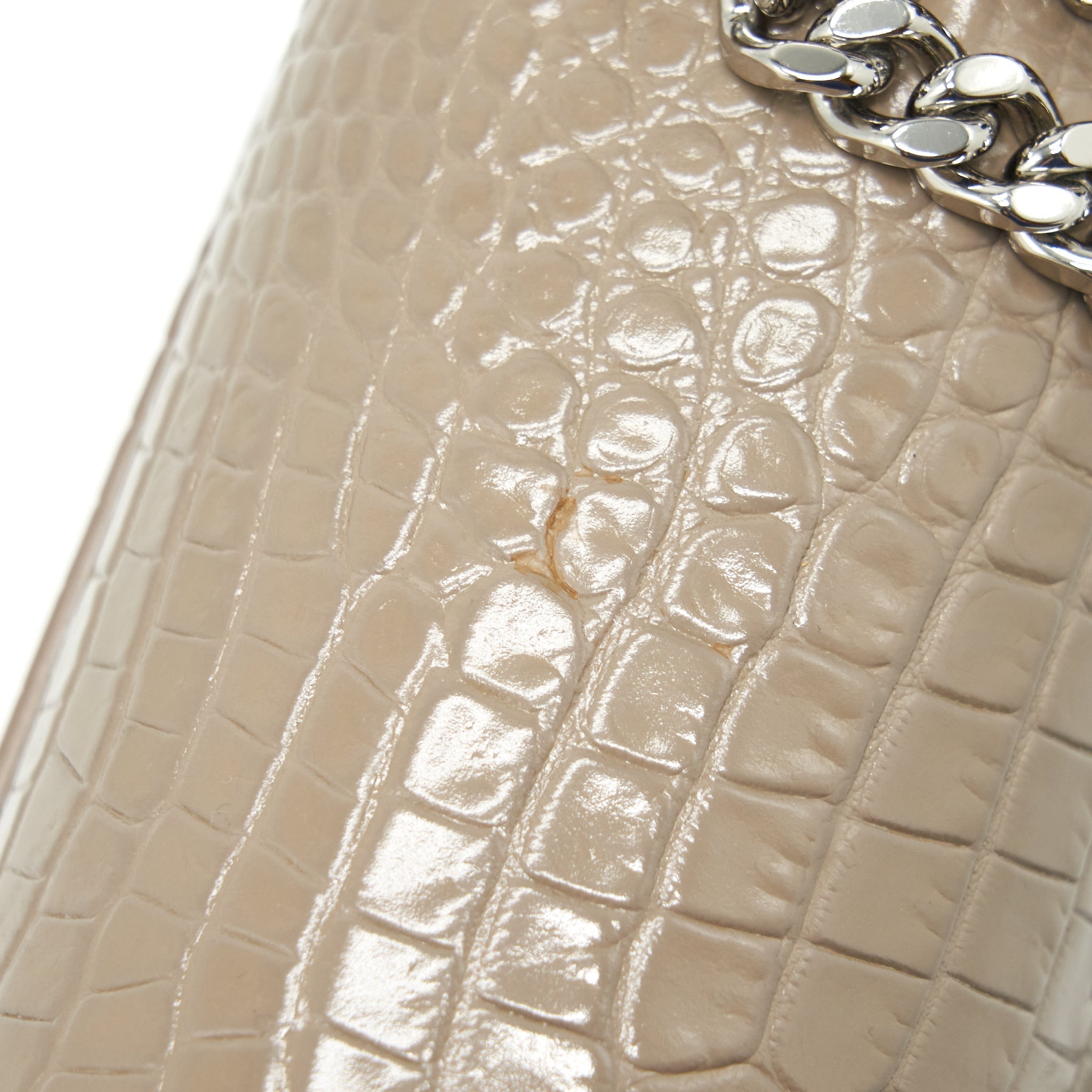 SAINT LAURENT (YSL) MEDIUM SUNSET CROC-EMBOSSED SHINY LIGHT BRONZE SHW