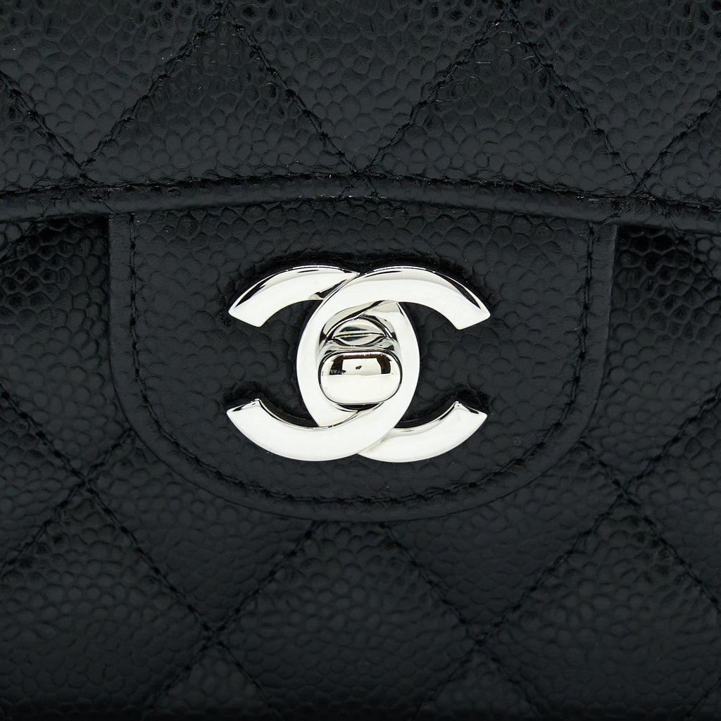 CHANEL SMALL CLASSIC FLAP BAG CAVIAR BLACK SHW (MICROCHIP)