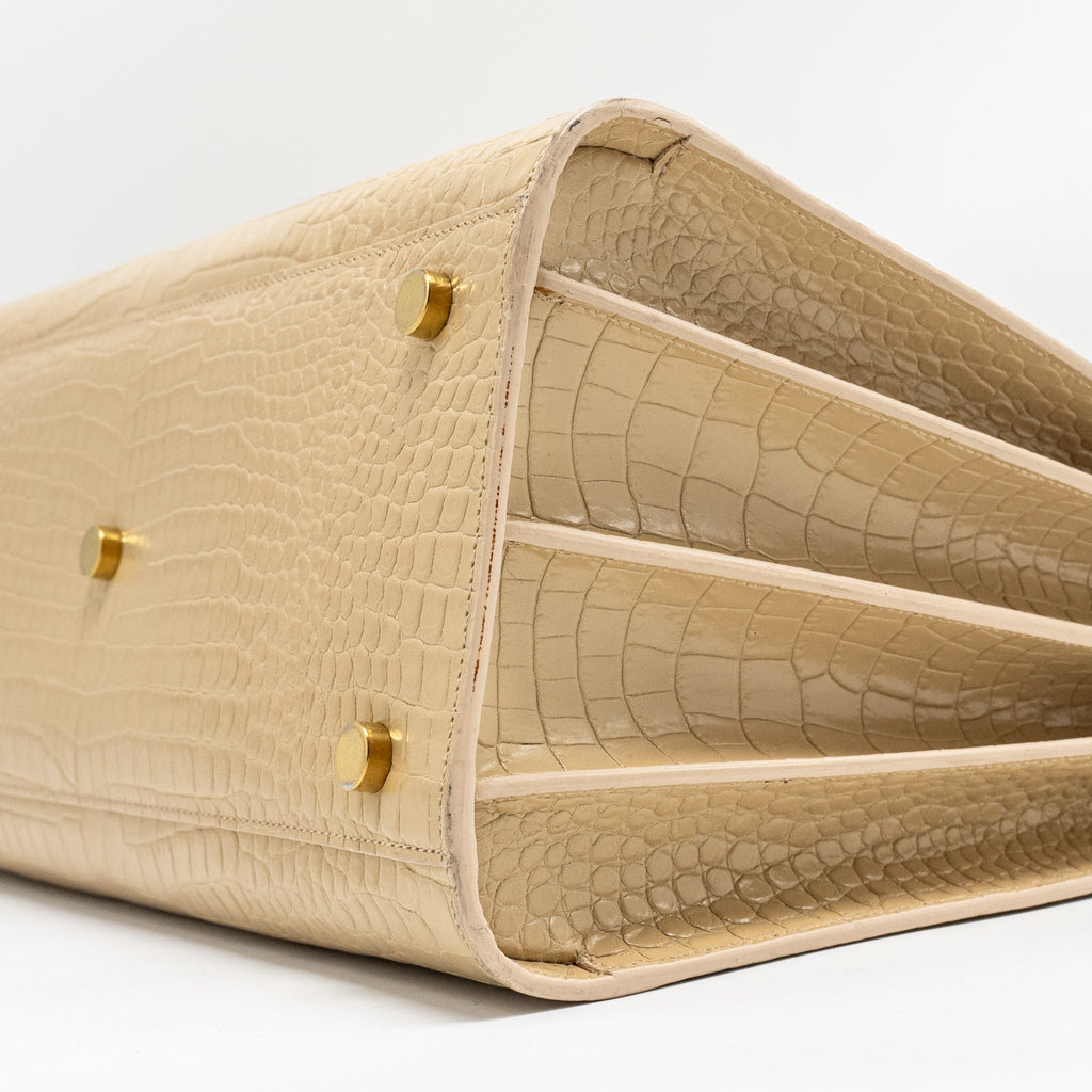 SAINT LAURENT /YSL SAC DE JOUR CROC-EMBOSSED CALFSKIN BEIGE GHW