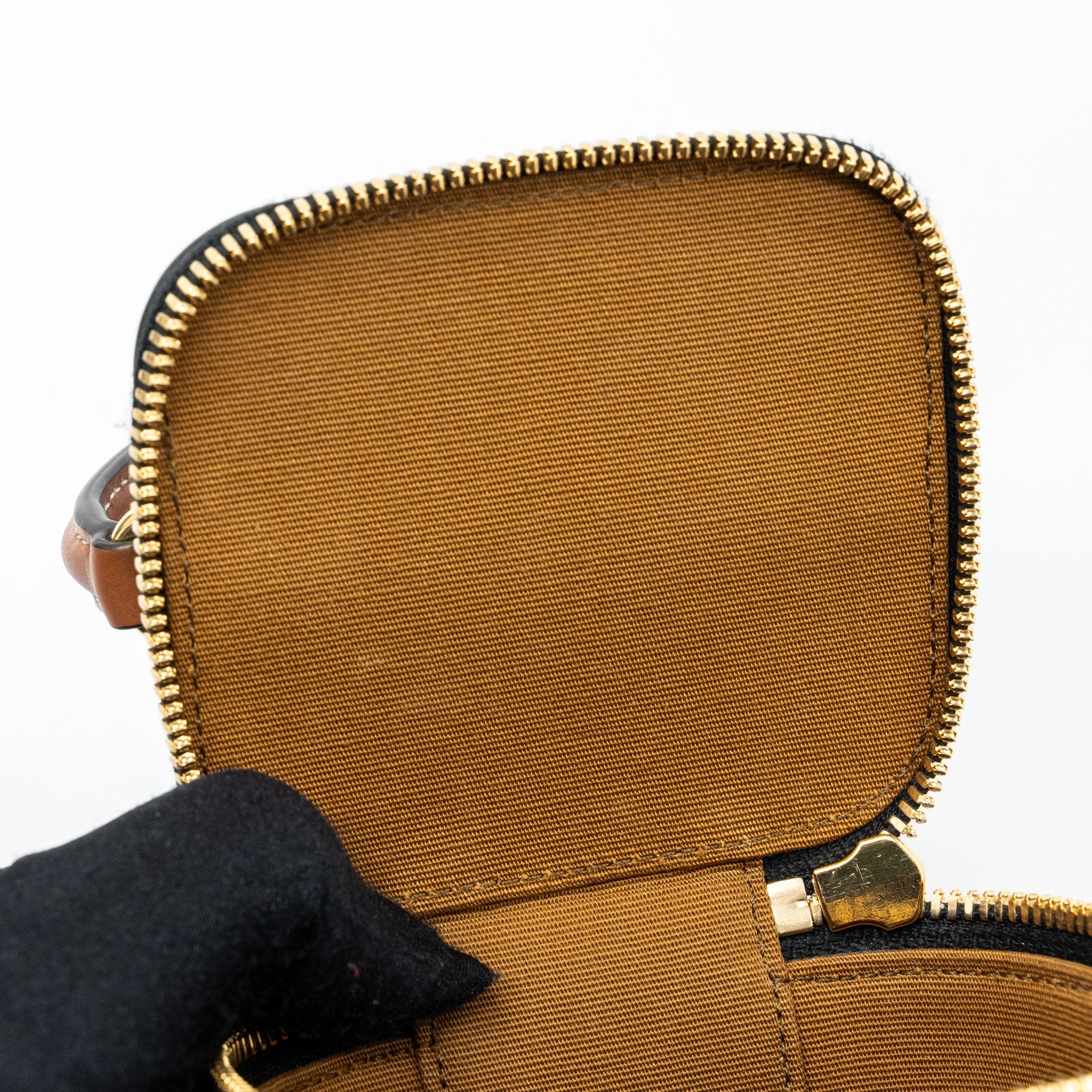 CELINE MINI VANITY CASE TRIOMPHE CANVAS/CALFSKIN TAN GHW